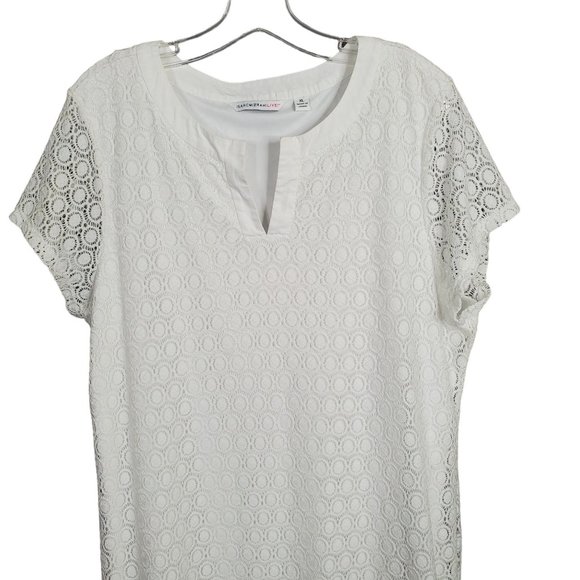 Isaac Mizrahi Live Size XL Dress Knit Lace Medallion Overlay Lined Knee Length - Picture 4 of 10